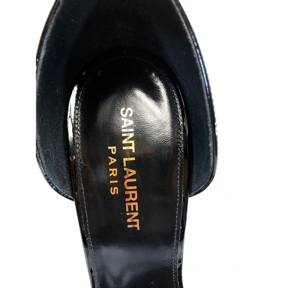 SAINT LAURENT Opyum YSL Black Logo-Heel Sandals - Picture 9 of 10